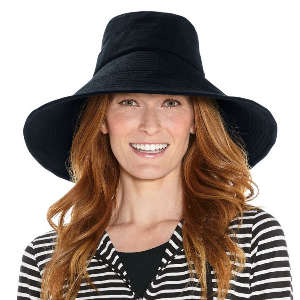 Coolibar Women's Brittany Beach Bucket Hat Black UPF 50+ Sun Protection